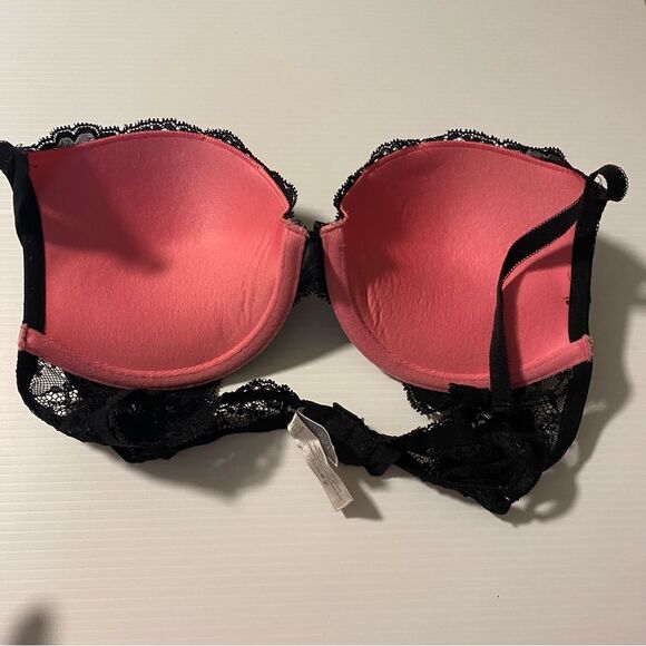 Victoria’s Secret Dream Angels push up Black pink Lace sexy Bra 34C - Picture 5 of 10